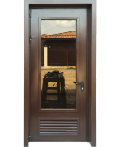 Металлическая дверь порошковое напыление с 2-х сторон со стеклом купить с установкой