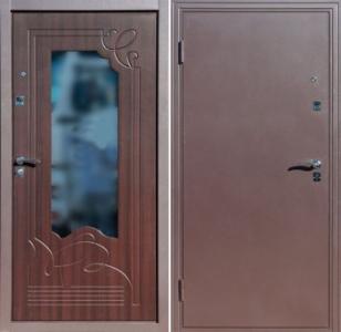 Входная дверь с зеркалом, порошковом напылением и отделкой МДФ купить с установкой