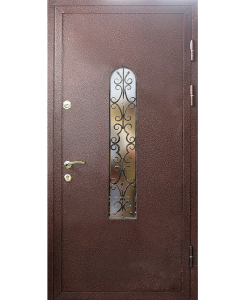 Металлическая дверь порошковое напыление с 2-х сторон со стеклом и ковка. купить с установкой